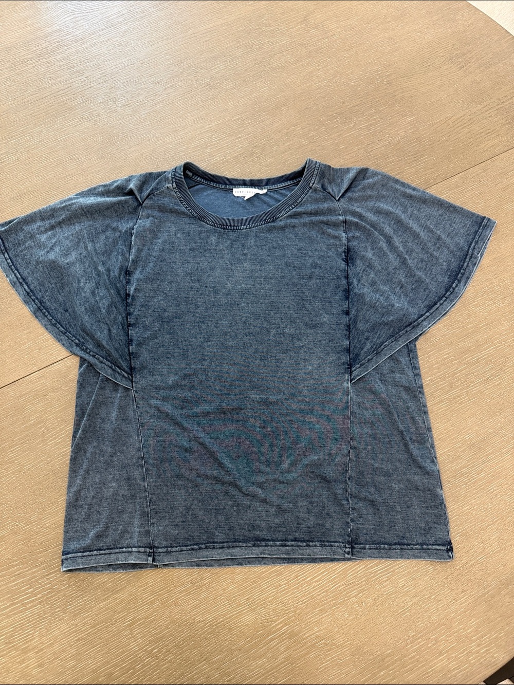 NWOT Jane and Delancey Washed Indigo Blue Flutter Sleeve Top